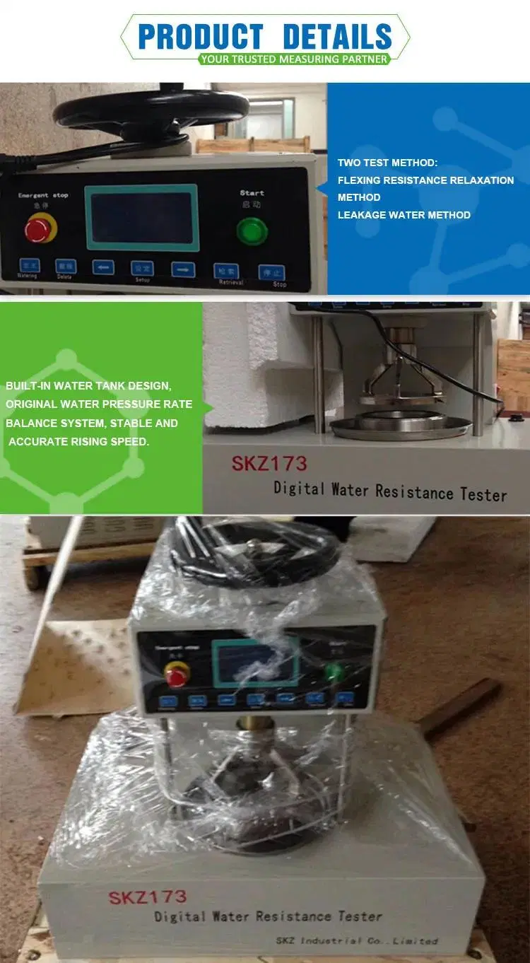 Skz173b High Quality Pneumatic Hydrostatic Color Touch Screen Digital 200kpa Fabric Water Permeability Tester